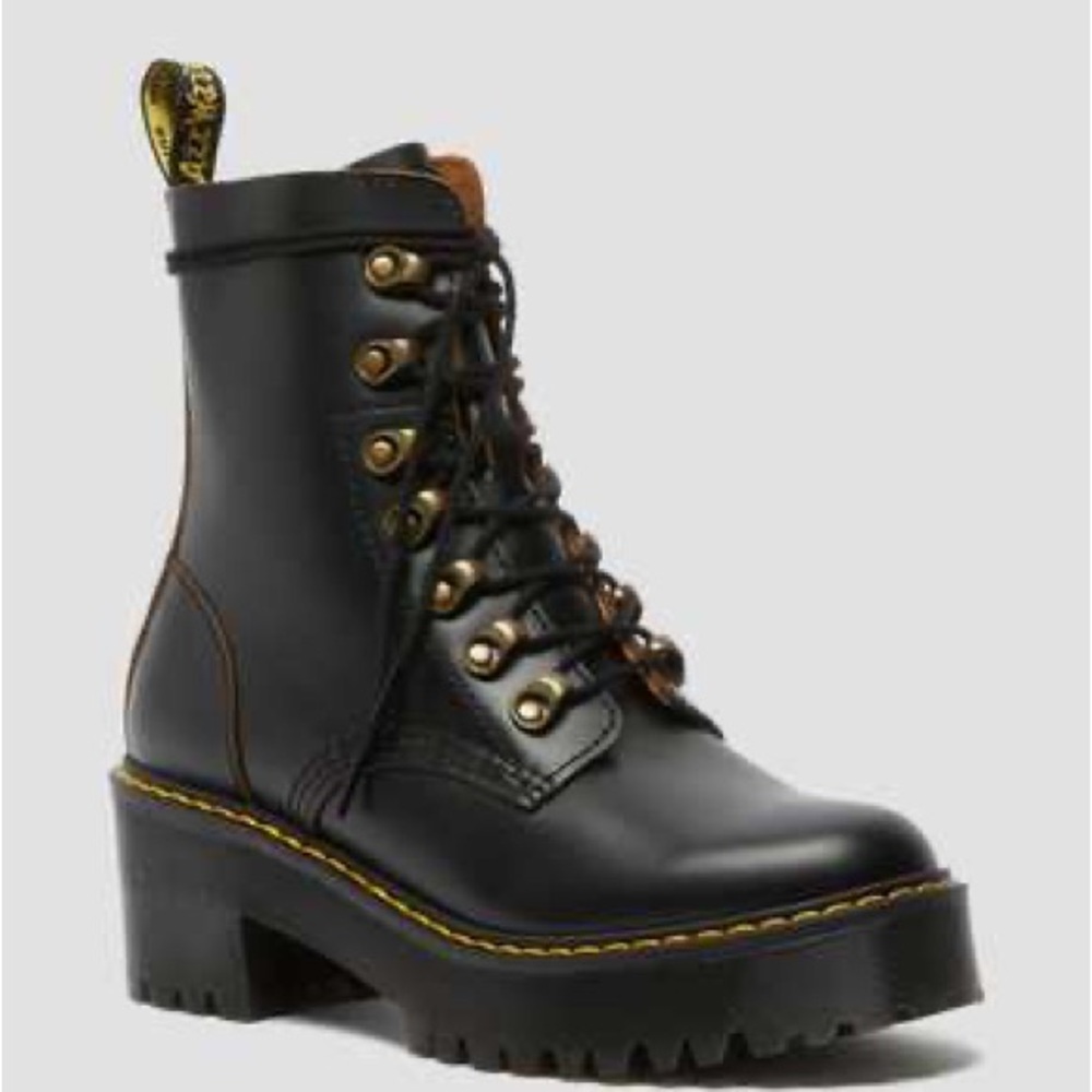 Dr. Martens Black Leather Platform Boots “LEONA”